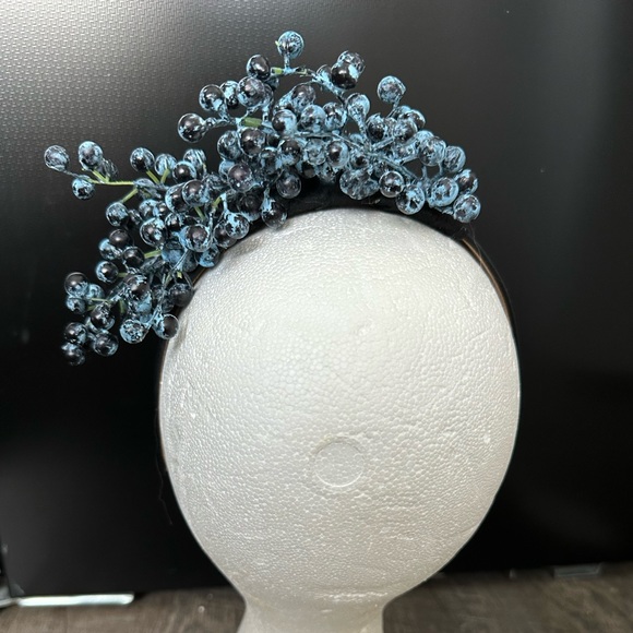 Handmade Designer Fascinator Headband  berries Blueberries Black Blue main image 15
